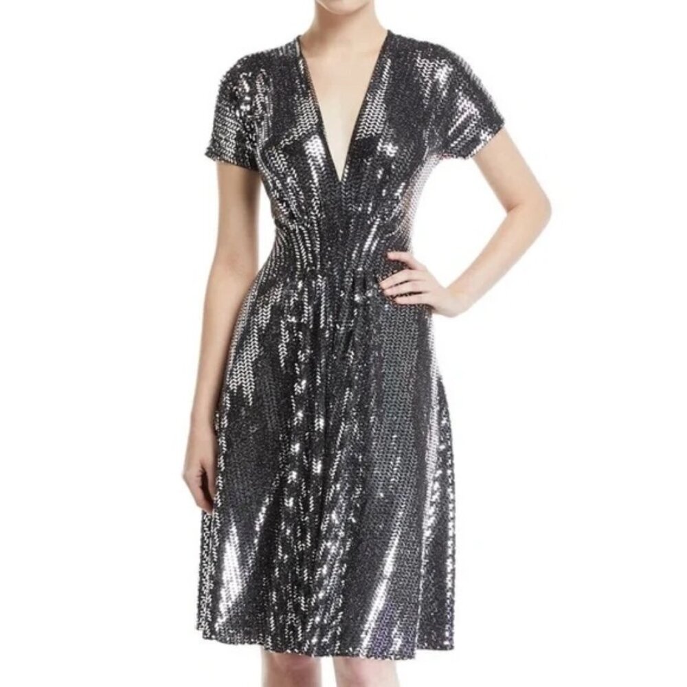 Naeem Khan Metallic Cocktail Dress